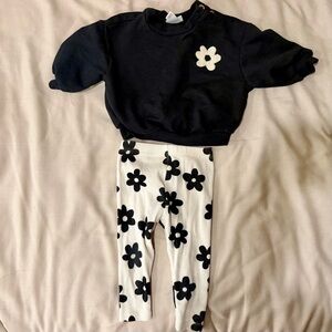 Cat & Jack Black and White Floral Set, 3-6M